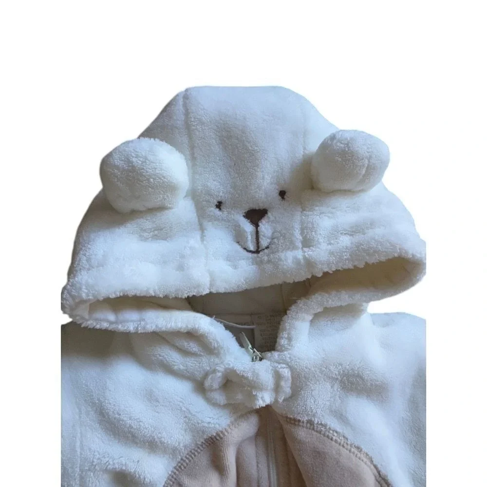 MINIWEAR Infant Little Bear Hooded White‎ Pram/Snowsuit Size 0-3Months